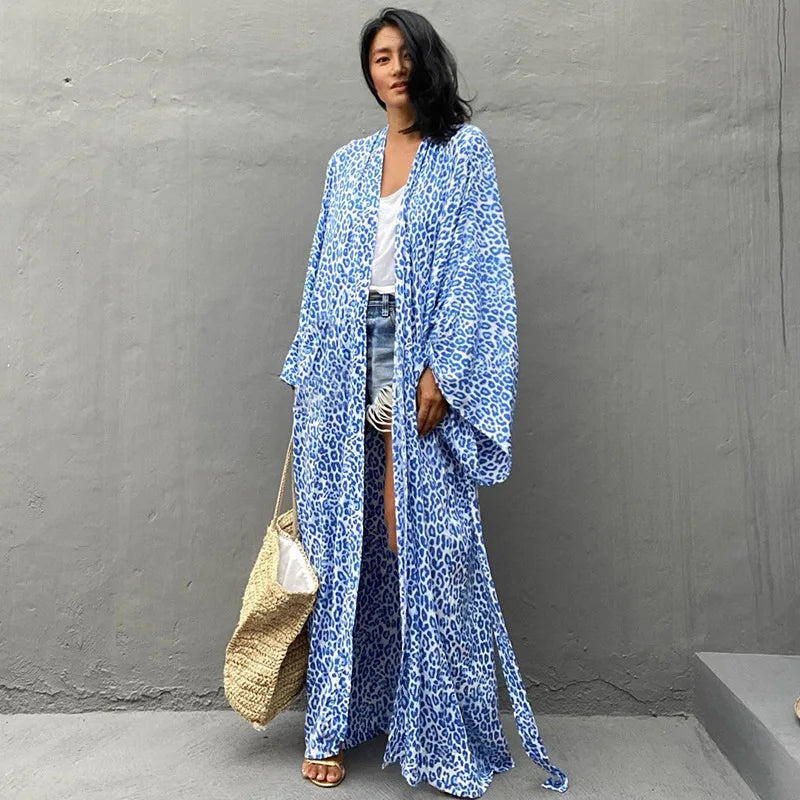 Para Praia Bat Shirt Bikini Cover Ups Beachwear Kimono Beach Robe Maxi Long Dress Sarong Women Loose Cardigan Swimsuit Covers