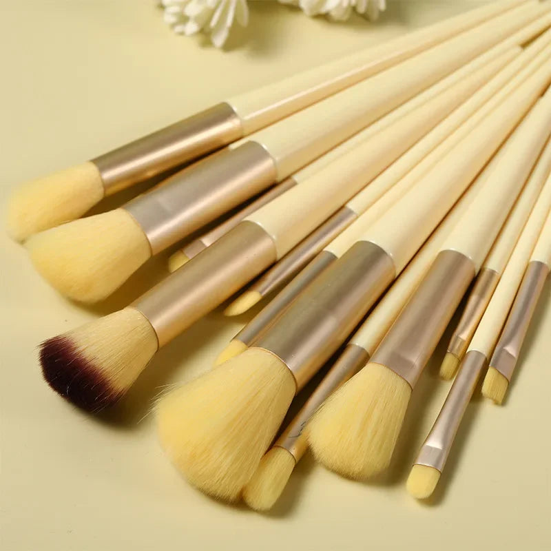 13purpleflower holly leaf makeup brush suit soft hair face powder highlight blush brush eye shadow brush full set of beauty tool