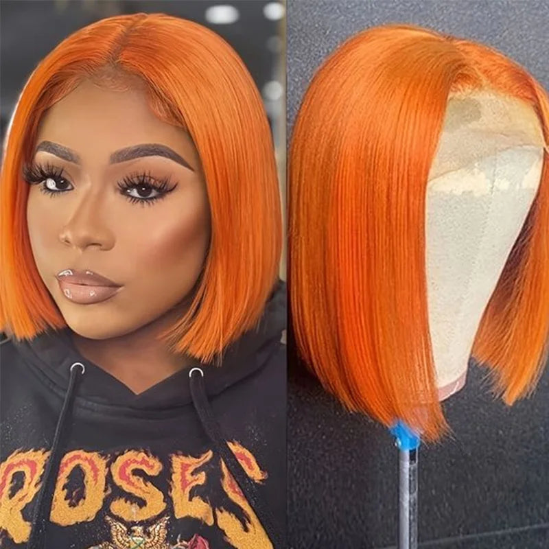 Lace Front Short Bob Wig Indian #350 13X4 Straight T Part Lace Transparent Frontal Wigs Human Hair For Black Woman