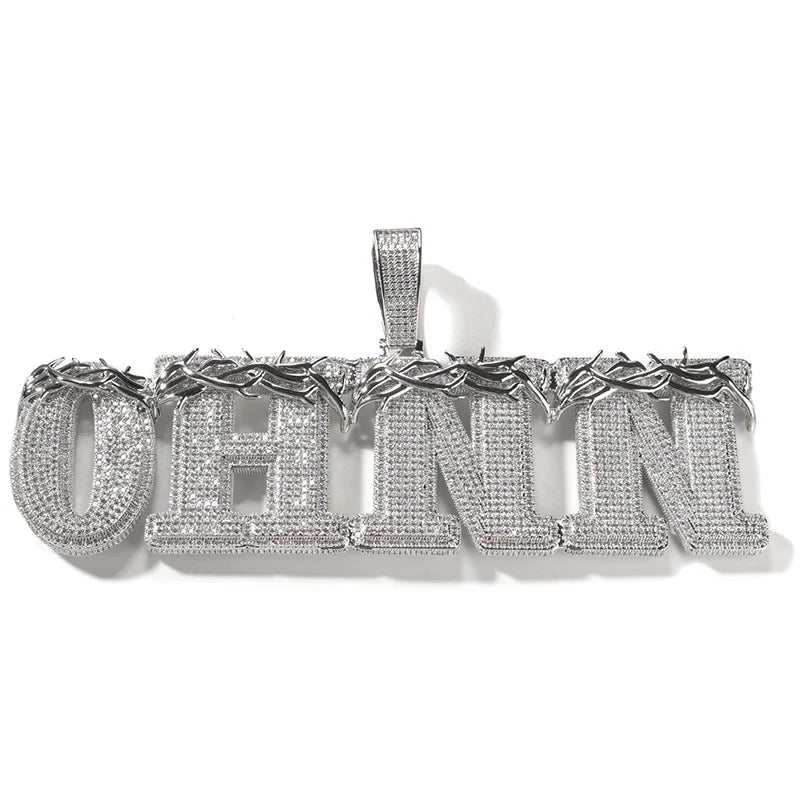 Custom Personality Thorns CZ Letters Name Pendants Necklace for Men Hip Hop Bling Iced Out Rapper Jewelry Drop Shipping