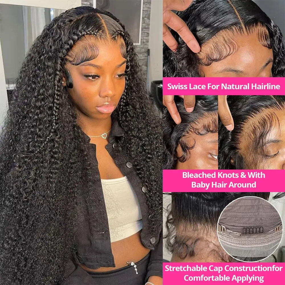 13x6 Hd Lace Front Wig 30 40 Inch Curly Wave Human Hair High Density Transparent Lace Frontal Wig Black Brazilian Wigs For Women