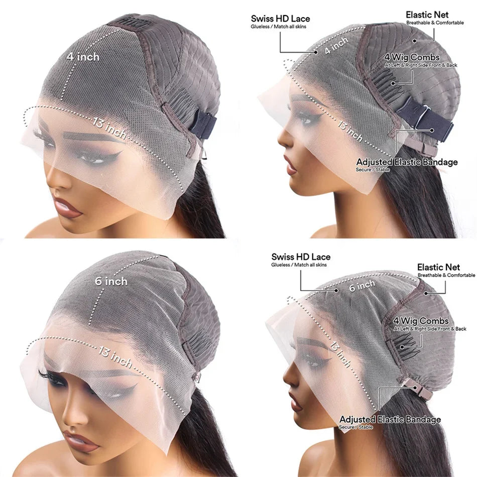 13x6 Hd Lace Front Wig 30 40 Inch Curly Wave Human Hair High Density Transparent Lace Frontal Wig Black Brazilian Wigs For Women