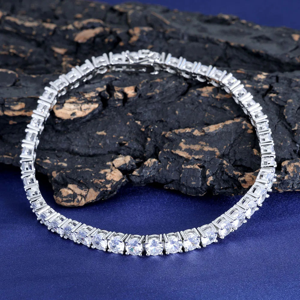 925sterling Silver Moissanite Necklace Women's Diamond High-end Bracelet Men's Charm Cuban Customizable size