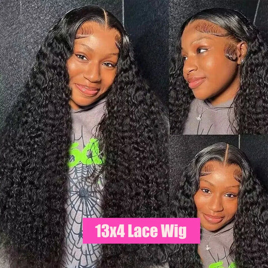 13x6 Hd Lace Front Wig 30 40 Inch Curly Wave Human Hair High Density Transparent Lace Frontal Wig Black Brazilian Wigs For Women
