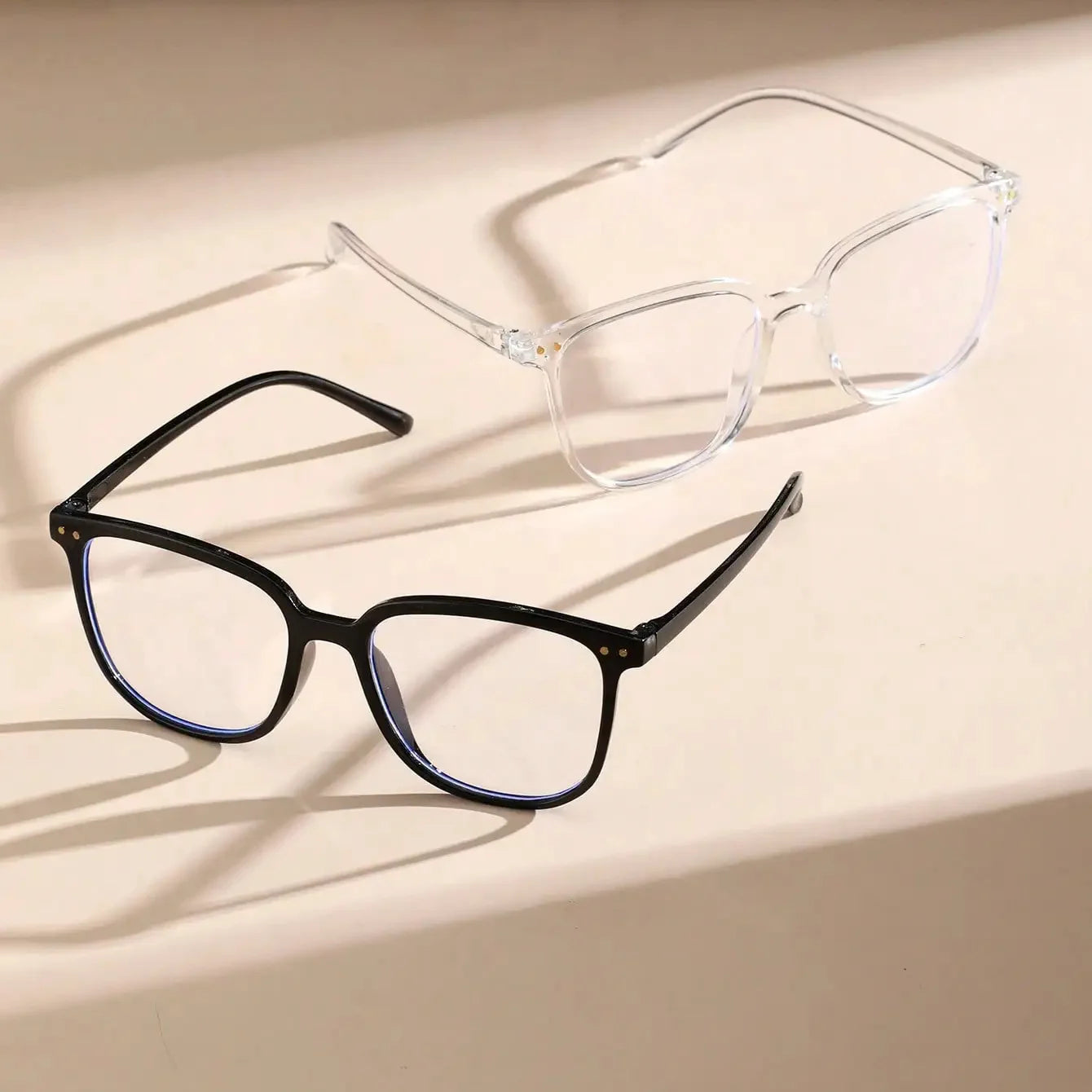 2pcs Women Men Classic Square Frame Glasses School Eyewear For Daily Life Clothing Accessories