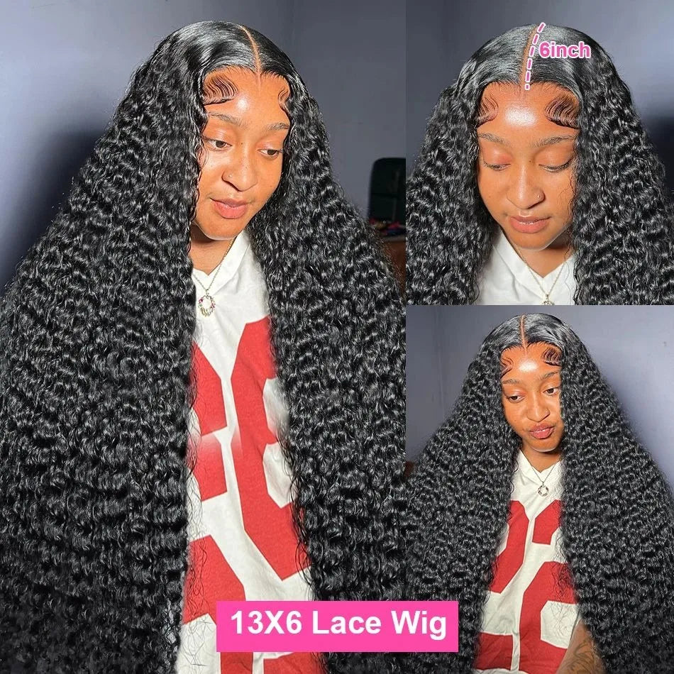 13x6 Hd Lace Front Wig 30 40 Inch Curly Wave Human Hair High Density Transparent Lace Frontal Wig Black Brazilian Wigs For Women