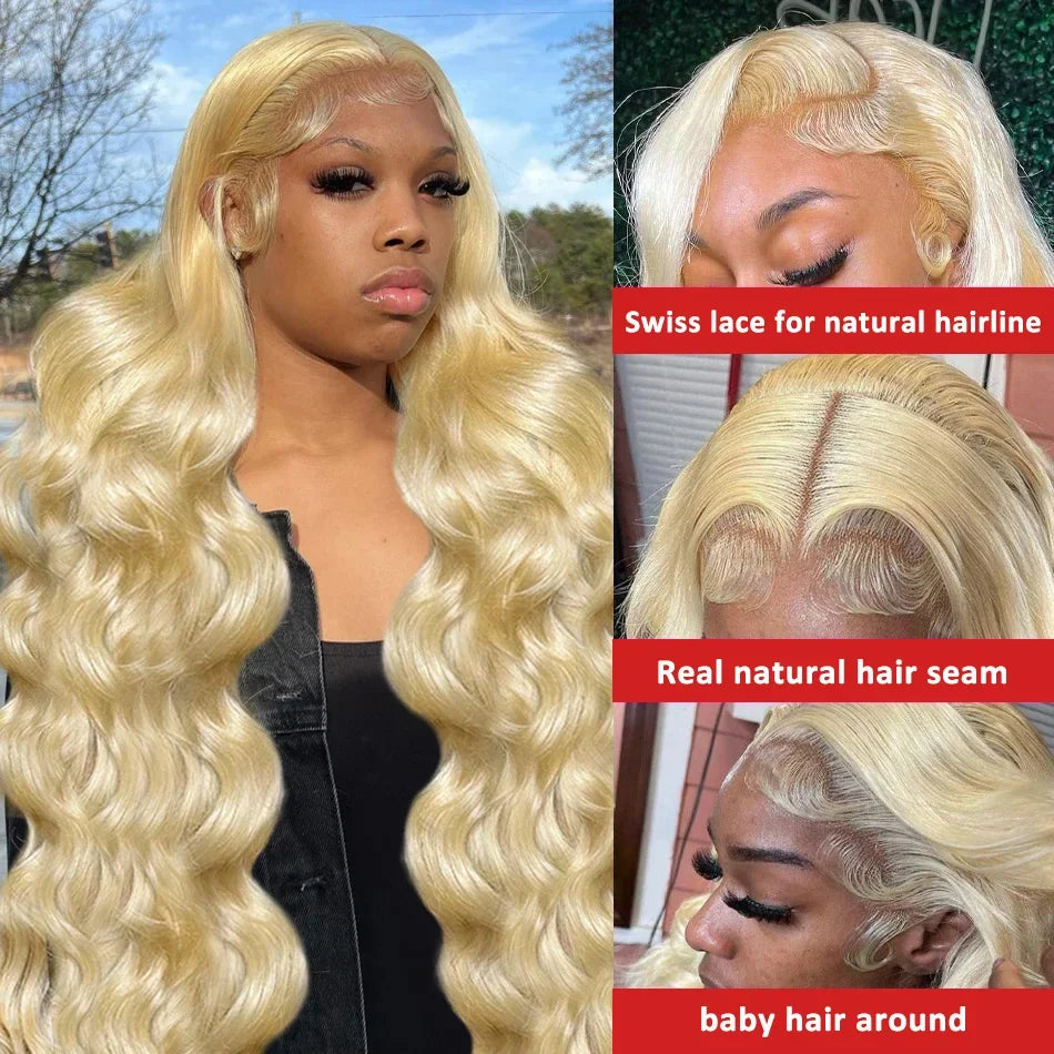 613 Lace Front Wig Human Hair 13x6 Blonde Wig Human Hair 40 Inch Body Wave HD Lace Frontal Wig 250% Density