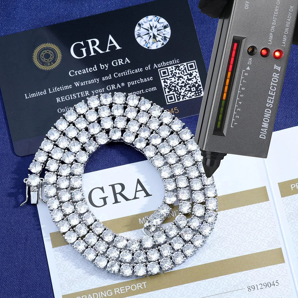 925sterling Silver Moissanite Necklace Women's Diamond High-end Bracelet Men's Charm Cuban Customizable size