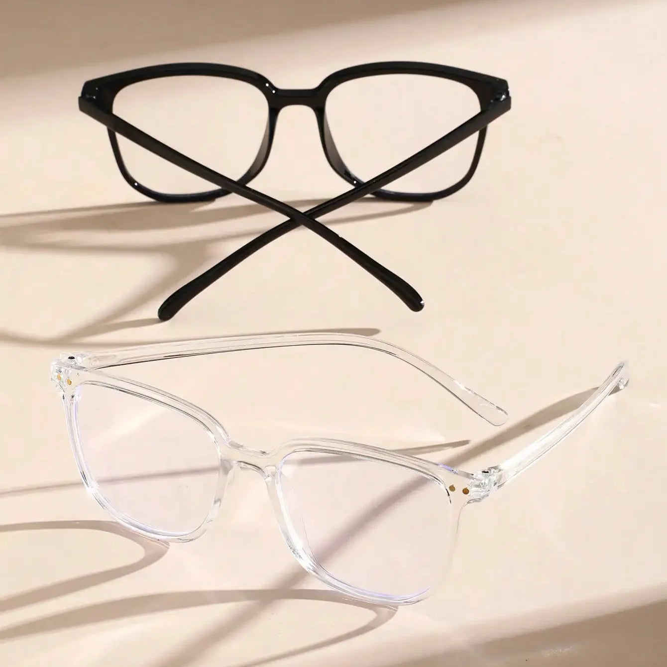 2pcs Women Men Classic Square Frame Glasses School Eyewear For Daily Life Clothing Accessories