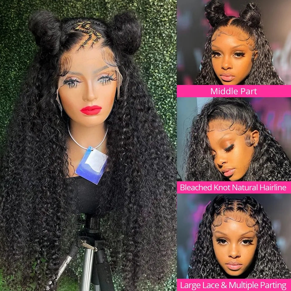 13x6 Hd Lace Front Wig 30 40 Inch Curly Wave Human Hair High Density Transparent Lace Frontal Wig Black Brazilian Wigs For Women
