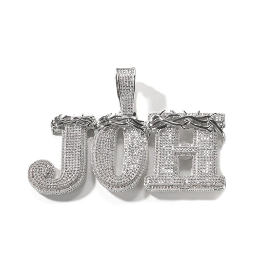 Custom Personality Thorns CZ Letters Name Pendants Necklace for Men Hip Hop Bling Iced Out Rapper Jewelry Drop Shipping